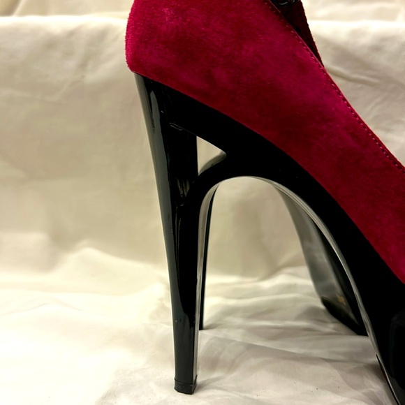 Jessica Simpson - Fuscia Peeptoe Platform Stilettos with Ankle Strap, Size 7.5US - Picture 6 of 11